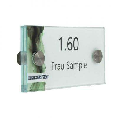 Türschild VITRUM B , Glasschild fuer Buero 120 60 mm